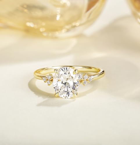 TIGRADE 3CT Engagement Ring Oval Cut Cubic Zirconia Promise Ring Round CZ Eternity Wedding Band for Women Size 3-122