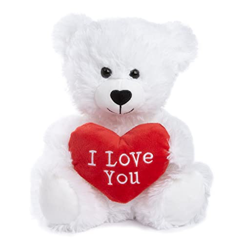 abeec Valentine’s Day Plush “I Love You” Bear – Romantic Gift for Her, Cute White Teddy for Girlfriend, Wife, or Partner