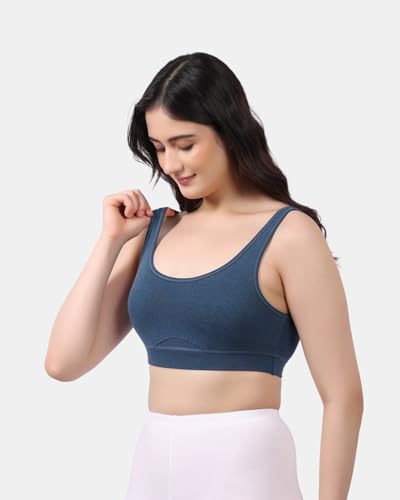 Image of Lavos Bamboo Cotton Comfort Sleeping Bra for Women, Slip On Bras to Wear at Home, Non-Padded & Non-Wired Sports Bras, Full /High Coverage, Soft Comfortable & Breathable Broad Strap Bra (Pack of 2)
