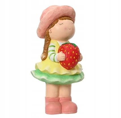 DomoDomo Figurka ogrodowa dla dziewczynki z truskawką, 45 cm, odporna na warunki atmosferyczne, dekoracyjna figurka do ogrodu, na balkon i taras – ręcznie malowana statuetka, odporna na mróz i