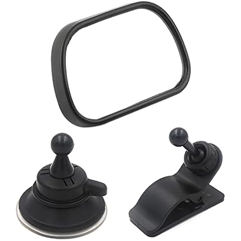 Baby Car Mirror, 360° Adjustable Acrylic Shatterproof Safety Baby Mirror for Installed at on Windshield or Clip to Car Sun Visor Cover