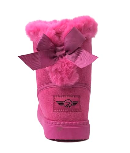 Image of REDVOLUTION Kids Boots Toddler Girls Cute Butterfly Bow | PomPom PU leather Boot (Toddler /Small Kid)