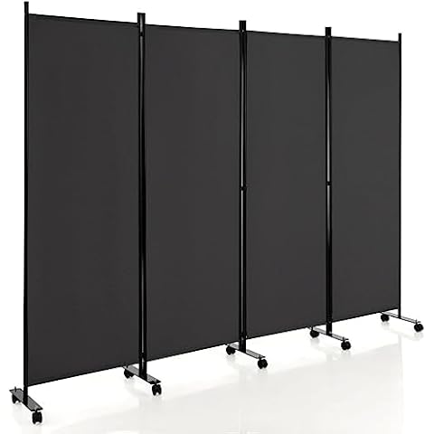 COSTWAY Folding Room Divider with Wheels Cover