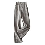 [ROSELUCA.] ストレート ワイドパンツ レディース 夏 きれいめ 美脚 ハイウエスト リネン 快適 グレー L