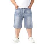 AHMXYG Shorts en Jeans Homme Grande Taille Loisir Pantalons Court en Denim Décontracté Coupe Droite DK006 (Bleu Clair, 4XL)
