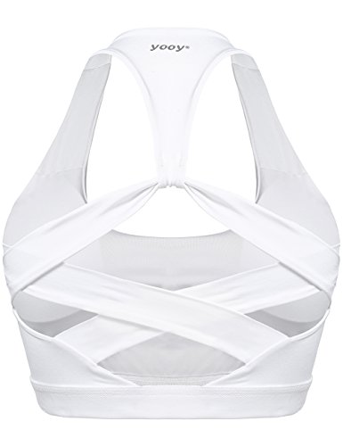 YOOY Spring Fitness Sports Bra Women Sexy mesh Back Bra no Steel Ring Breathable Yoga Brand Underwear White S