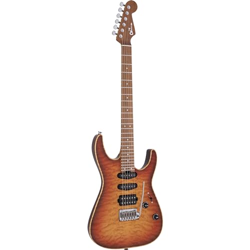 Charvel USA Select DK24 HSS 2PT CM QM Autumn Glow – Guitare Électrique Personnalisée - Les Beatles, Paul McCartney, John Lennon, RIngo Starr, George Harrison Charvel USA Select DK24 HSS 2PT CM QM Autumn Glow - Guitare Électrique Personnalisée – Image 4