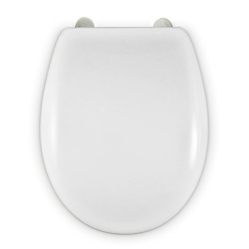 ABATTANT WC COMPATIBLE | FORME O STANDARD | CHARNIÈRE INOX RÉGLABLE ET DECLIPSABLE | LUNETTE TOILETTE | FACILE INSTALATION ET NETTOYAGE | ULTRA RÉSISTANT | BLANC | 43 x 36 x 5,5 cm