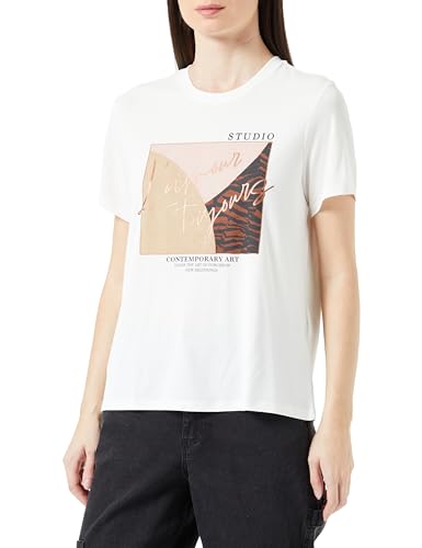 ONLY Damen Onlfree Modal S/S Atelier Top Box JRS, Cloud Dancer/Print:Lamour, L