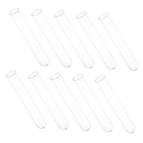 Ipetboom 10個プロフェッショナル透明ガラス試験管 口径 巻き縁加工 実験用 多用途ラボ用品 装飾用
