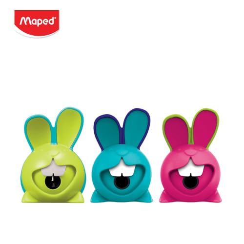 Image of Maped Croc Croc 1 Hole Pencil Sharpener for Kids|Smooth Sharpening|Mess-Free|Comfortable Grip for Easy Holding|Fancy Rabbit Style|Canister Stores the Dust|Long Lasting|Ideal for Daily Use|Pack of 1