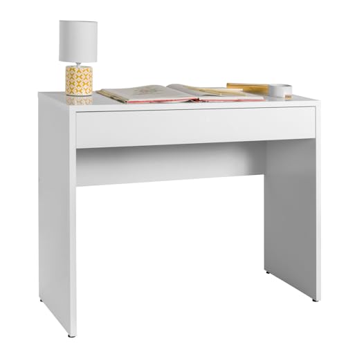Composad | Scrivania della Linea ESPRESSO con 1 Cassetto, Scrivania Ufficio Elegante e Moderna, per PC, Consolle Ingresso, (LxAxP) 100x81,4x40,5 cm, Colore Bianco Laccato, Made in Italy