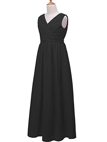 FAIRY COUPLE Girl's V-Neck Juniors Bridesmaid Party Dresses Long Flower Girl Dress3