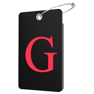 Gostwo 2 Pack Luggage Tags for Suitcases, 26 Initial Letter Travel Luggage Baggage Identification Labels ID Tag Fully Bendable Tags with Stainless Steel Loop (Black) (Letter G)