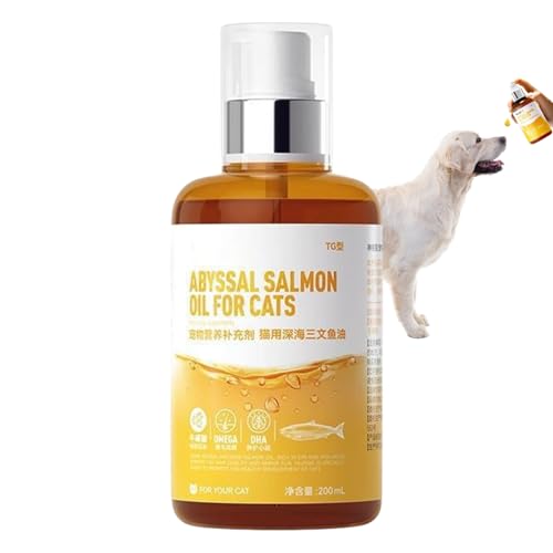 Aceite De Salmón para Gatos | Suplemento Líquido De Aceite De Pescado 200ml - Suplementos Naturales para Mascotas de Alta Potencia, Apoyo Diario para Bienestar y Movilidad Articular