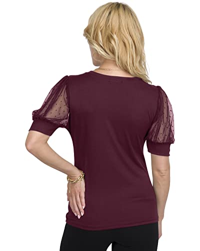 Mesh Sleeve Maternity Top With Stretch - Maternity Blouses - Maternity Work Clothes #TOP3