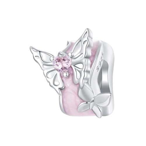 Charm papillon rose argent 925, cadeau anniversaire parfait pour femme