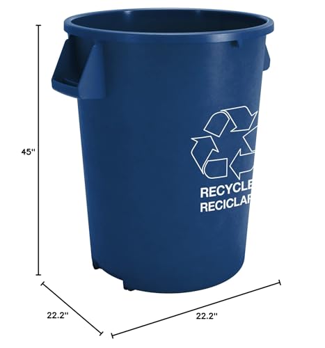 Image of SPARTA Bronco Waste Container Recycle Container, Round Trash Bin for Disposal, 32 Gallons, Blue