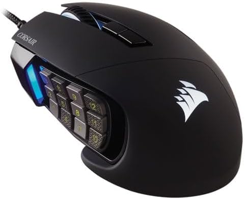 Corsair Scimitar ELITE RGB Óptico MOBA/MMO Ratón para Juegos, 18.000 PPP Óptico Sensor, 17 Botones Programables, Retroiluminación RGB Dinámica en Cuatro Zonas, Forma Contorneada, Color Negro 5
