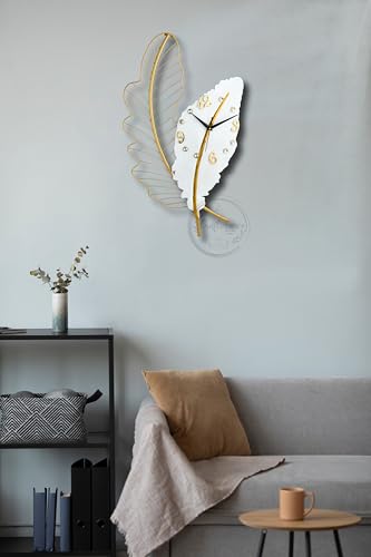 Craft2lance 24-Inch (60 cm) Metal Analog Wall Clock | Decorative Art Sculpture for Home, Office, Living Room, Bedroom, Restaurant & Café, White Finish