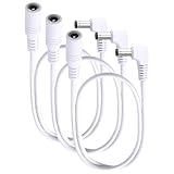 KUOQIY 3 Stücke 0.5m 5.5x2.1 mm 24V 12V DC Power Verlängerungskabel, Rechter Winkel Männlich Weiblich Verlängerung Kabel Netzkabel Verbinder 22AWG, für Sicherheitskameras, Weiß