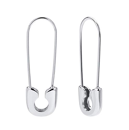 Dainty Hoop Women Earrings Silver Safety Pin Earrings