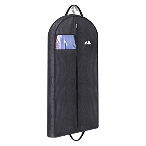 SLEEPING LAMB 43" Heavy Duty Suit Bag Gusseted Hanging Garment Bag for Travel and Storage Coat Cover for Closet with Waterproof Oxford Fabric Hanging Clothes Bag, Black Cover