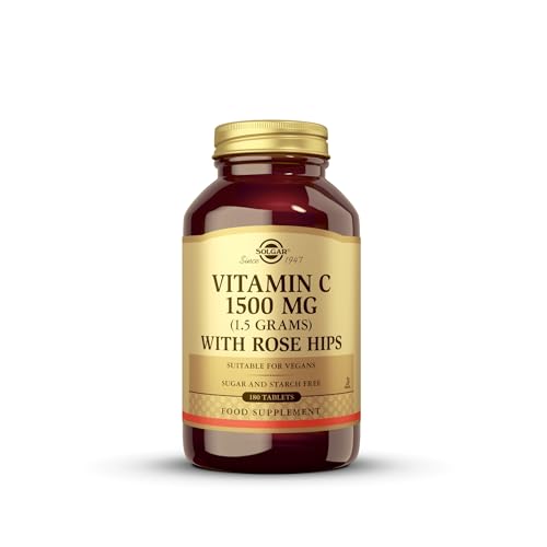 Solgar | Vitamina C Con Escaramujo 1500 Mg | Rose Hips | Reduce El Cansancio Y La Fatiga | Estimula La Formación De Colágeno | Comprimidos, Multicolor, 180 tabletas