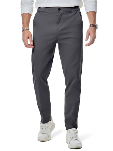 Elegancity Herren Chino Hose Casual Chinohose Baumwolle Freizeithose Arbeitshose Stretch Outdoorhose Pants Trousers Business Dunkelgrau M