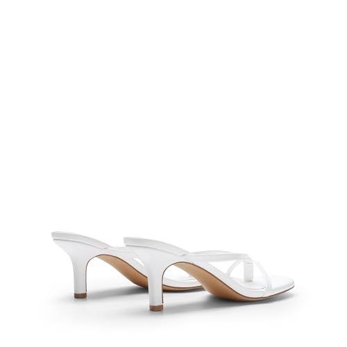 DREAM PAIRS DREAM PAIRS Kitten Heels for Women Flip Flops Slip on Low Heels Open Square Toe Thong Heeled Strappy Sandals Slides Comfortable Dress Shoes,Size 11,White,DWUMFF2503
