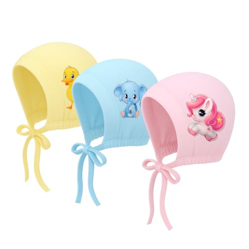 Image of 0-3 /3-6 /6-9 /9-12 /12-18 & 18-24 Months New Born Baby Girls & Boys Finest Hosiery Cotton Double Layer Knot Caps Set /Infant /Hat /Toppi /Kan Topi /Clothes (Pack of 3)