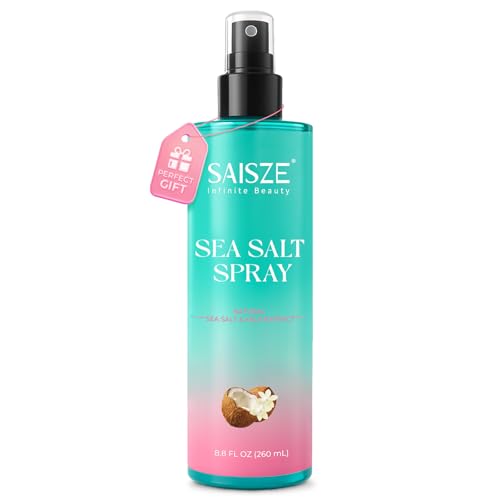SAISZE Sea Salt Spray for Women and Men, Travel Essentials, Beach Vacation Essentials, Coconut Volumizing Salt Water Spray, Effortlessly Achieve Beach, Wavy and Curly Hair, 8.8 oz