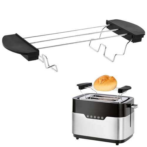 IENHDK Brötchenaufsatz Für Toaster,Toaster Aufsatz Universal,Toaster Aufsatz Für Brötchen,Edelstahl Toast,Toasthalter Für Heißluftfritteuse Mit Griff 2 Scheibenlöcher Brotregal Für 2 Scheibe Toaster