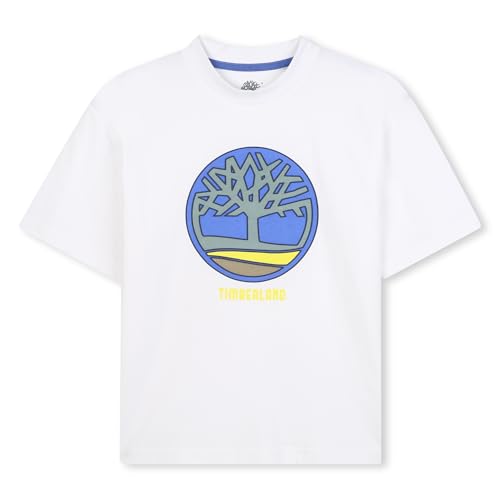 Timberland T60541 Camiseta para niño, Blanco, 8 años