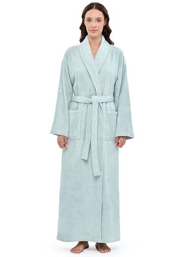 Peignoir long femme en éponge de coton Arus idéal pour vos matinées cocooning à la maison