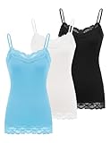 Kate Kasin Plus Size Summer Tank Tops for Women Lingerie Undershirts for Sleep (3XL,3 Pack-Black/Ivory/Light...
