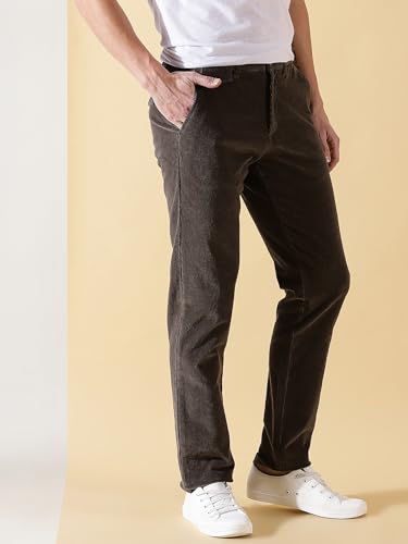 Image of Thomas Scott Men Smart Slim Fit Easy Wash Corduroy Chino Pants (Dark Green, 34)