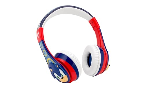 Audífonos, Video Games eKids Sonic The Hedgehog - Auriculares Bluetooth para niños, auriculares inalámbricos con micrófono incluye cable auxiliar, auriculares para niños con...