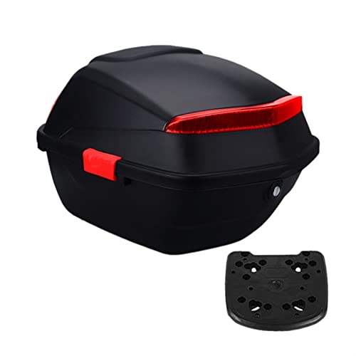 Baúl trasero para motocicleta universal maleta negra de gran capacidad con reflector