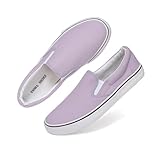 Low-Top Slip Ons Women's Fashion Sneakers Casual Canvas Sneakers for Women Comfortable Flats Breathable Padded Insole Slip on Sneakers Women Low Slip on Shoes (Lavender, Numeric_9)