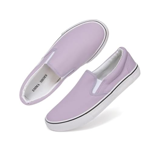 Low-Top Slip Ons Women's Fashion Sneakers Casual Canvas Sneakers for Women Comfortable Flats Breathable Padded Insole Slip on Sneakers Women Low Slip on Shoes (Lavender, Numeric_9)
