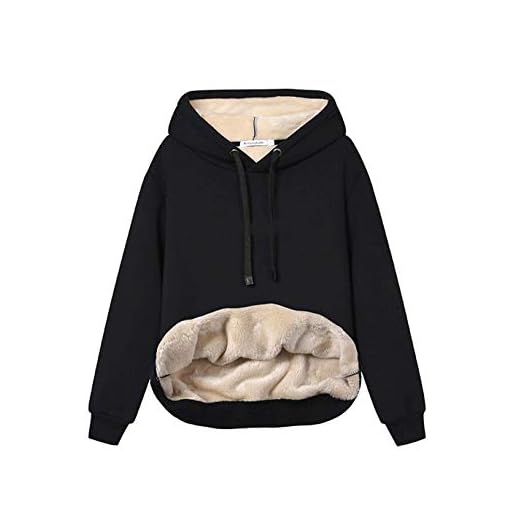 Haellun Womens Casual Winter Warm Fleece Sherpa Lined Pullover Hooded Sweatshirt (Black, Medium)