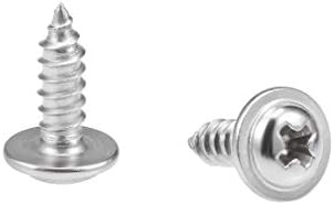 sourcing map 3x12mm Self Tapping Screws Phillips Pan Head with Washer Screw 304 Stainless Steel Fasteners Bolts 50Pcs