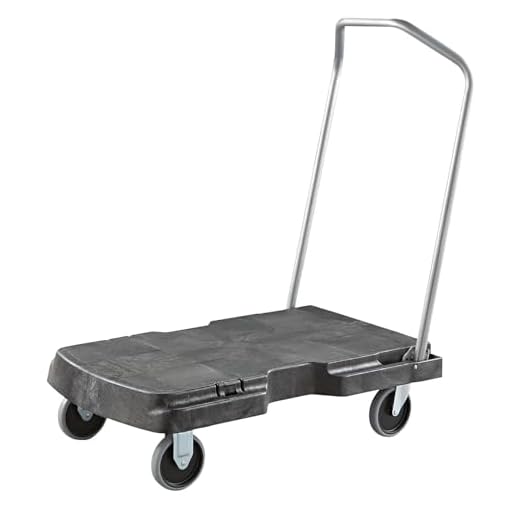 Rubbermaid Commercial Products Triple Trolley Folding Handle Dolly/Cart/Platform Truck with wheels, 500 lbs Capacity, for Moving/Warehouse/Office (FG440100BLA)