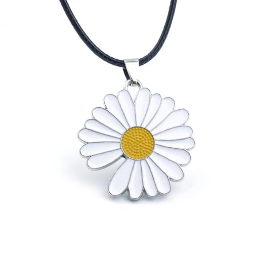 Pendentif tournesol émail blanc pour sublimer vos looks streetwear et soirées