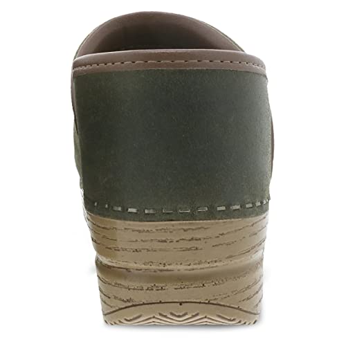 Image of Dansko Women's Professional Slip-On Clogs -Rocker Sole and Arch Support for Comfort-Ideal for Nursing, Food Service, Healthcare Green Burnished Nubuck 8.5-9 M US