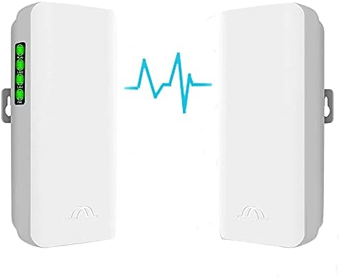 Wireless Bridge,5.8GHz Outdoor Point to Point Access PTP/PTMP Plug & Play CPE Network 300Mbps 2KM Long Range WiFi Wireless Bridge with 12DBI High Gain Antenna,UK POE Power Adapter,2pcs Ethernet Cables
