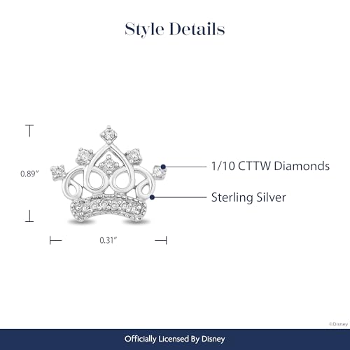 Jewelili Enchanted Disney Fine Jewelry Sterling Silver 1/10 Cttw Diamond Majestic Princess Crown Earrings3