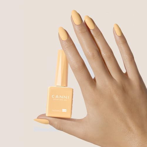 Image of CANNI Pastel Yellow Gel Nail Polish, 1Pcs Pale Light Yellow Gel Polish Color High Gloss Soak Off U V Manicure Salon DIY