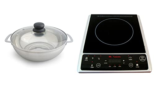 Mr. Induction SPT SR-964TS-42BA: Combination of 1300W Induction Cooktop + Stainless Steel Pot, BLACK